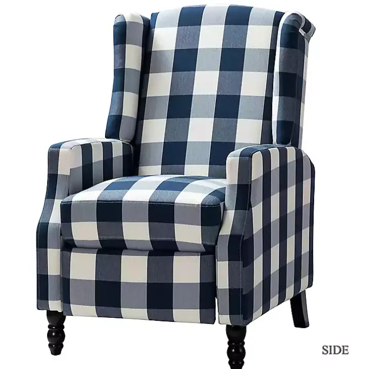 Navy Windowpane Plaid Recliner