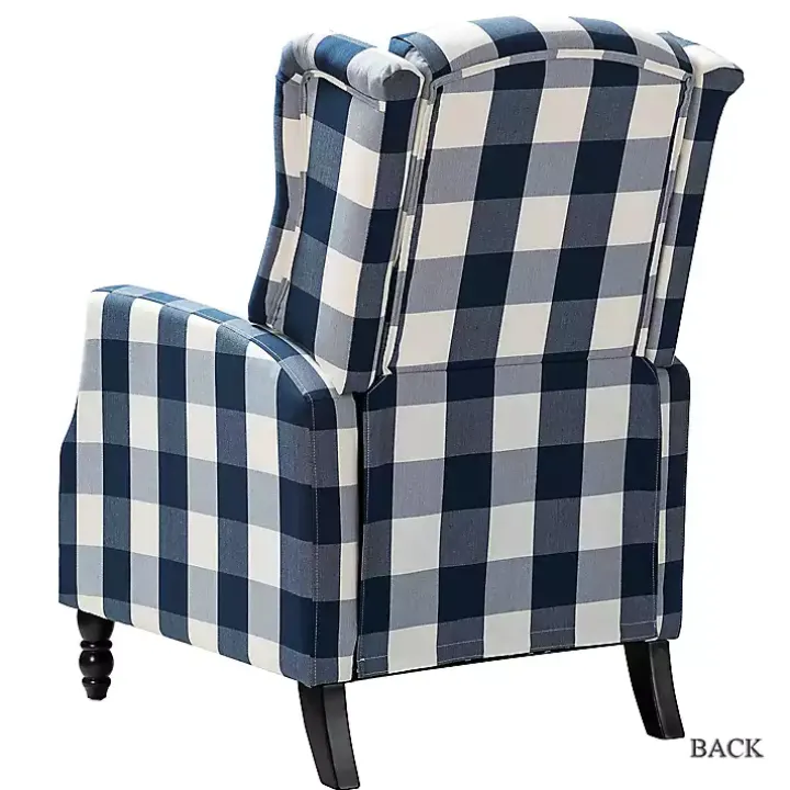 Navy Windowpane Plaid Recliner
