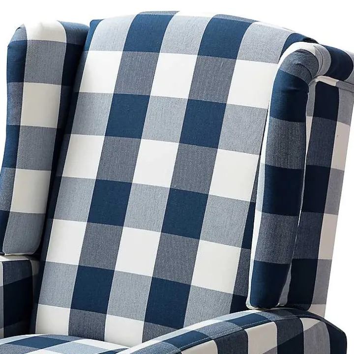 Navy Windowpane Plaid Recliner