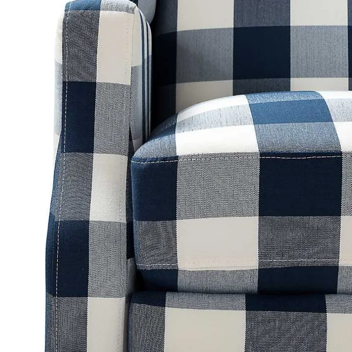 Navy Windowpane Plaid Recliner