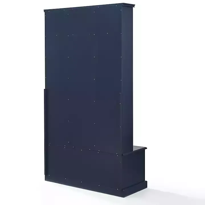 Navy Wood Storage Bench Hall Tree