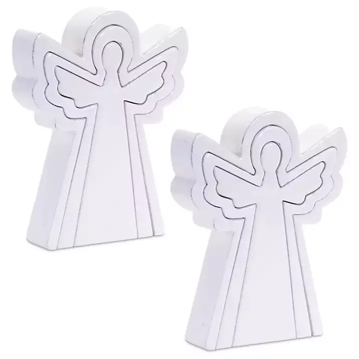 Nesting White Angel Decorations, Set of 2