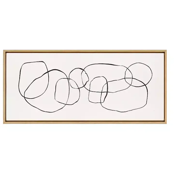 Neutral Abstract Circles Framed Canvas Art Print