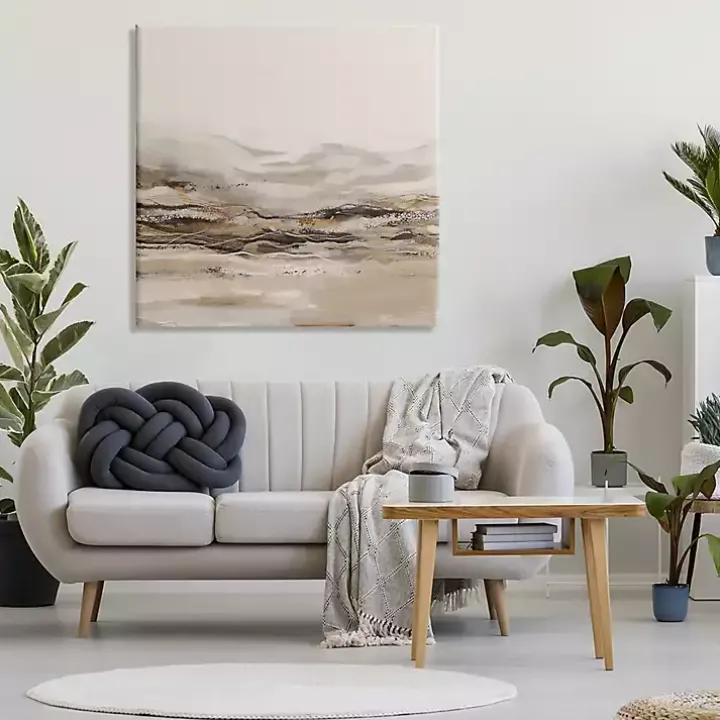 Neutral Abstract Mountains Canvas Art Print