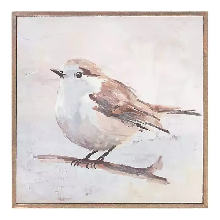Neutral Birds Framed Canvas Art Prints, Set of 2