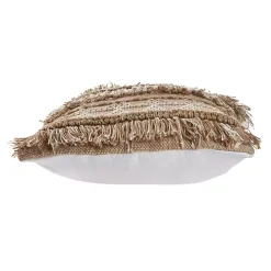 Neutral Embroidered Fringe Accent Pillow