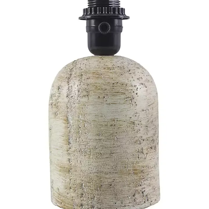Neutral Faux Stone Table Lamp with Scalloped Shade