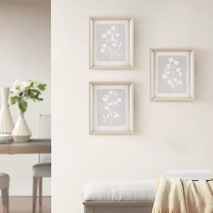 Neutral Floral Sprigs 3-pc. Framed Art Set