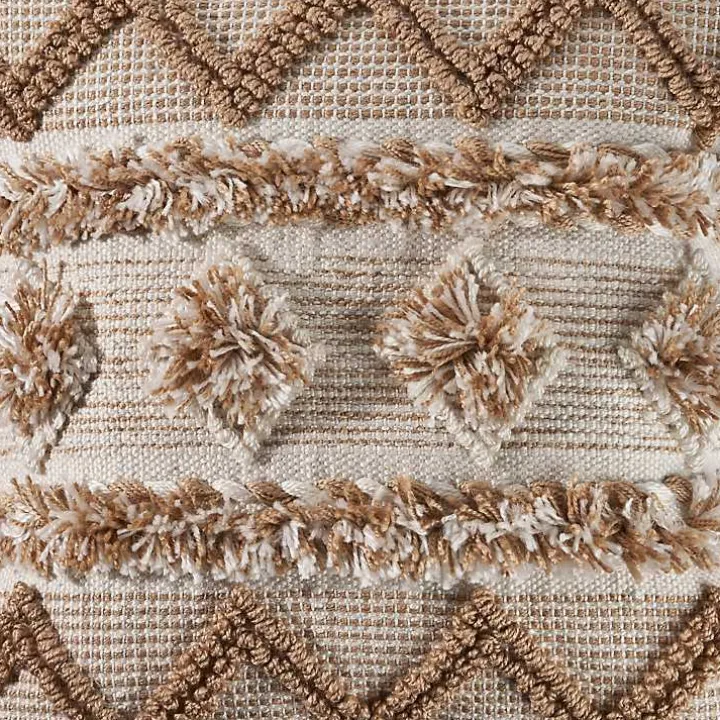 Neutral Geometric Pom Pom Pillow