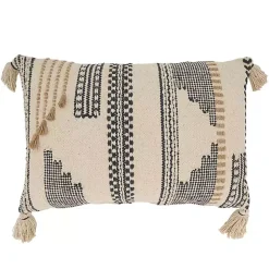 Neutral Geometric Stitch Lumbar Pillow