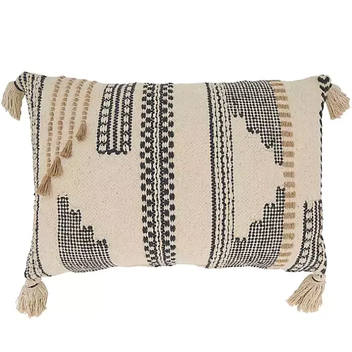 Neutral Geometric Stitch Lumbar Pillow