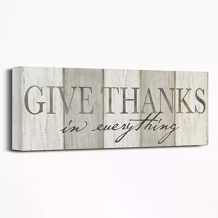 Neutral Give Thanks Canvas Art Print