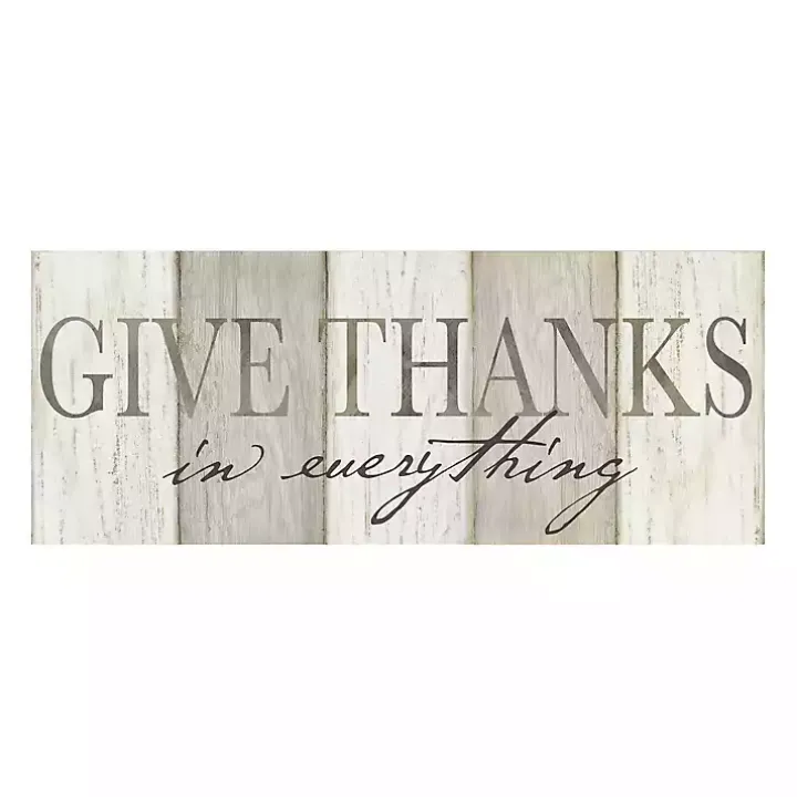 Neutral Give Thanks Canvas Art Print