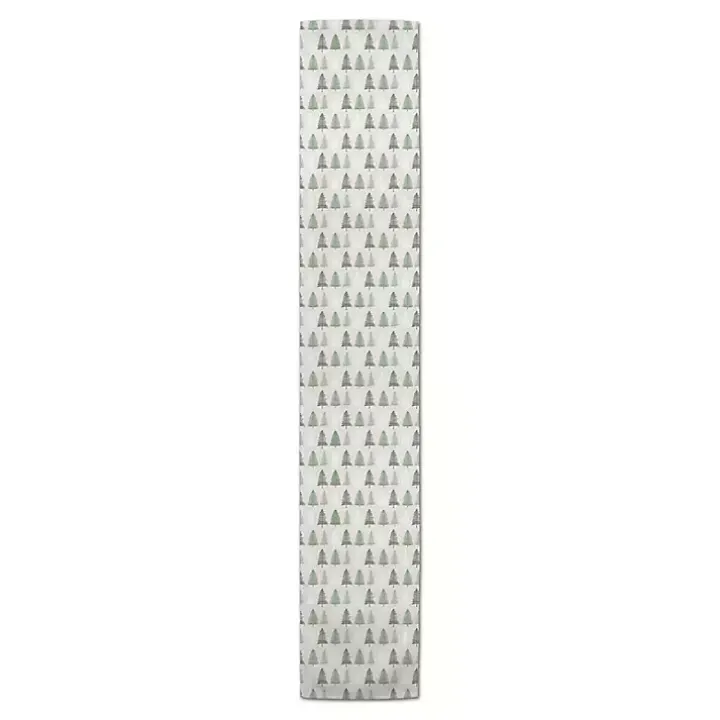 Neutral Green Tree Pattern Table Runner