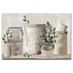 Neutral Greenery Pottery Canvas Art Print
