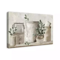 Neutral Greenery Pottery Canvas Art Print