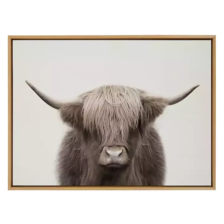 Neutral Highland Cow Framed Canvas Print, 28x38