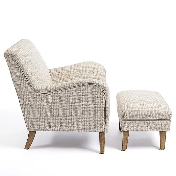 Neutral Houndstooth 2-pc. Chair and Ottoman Set