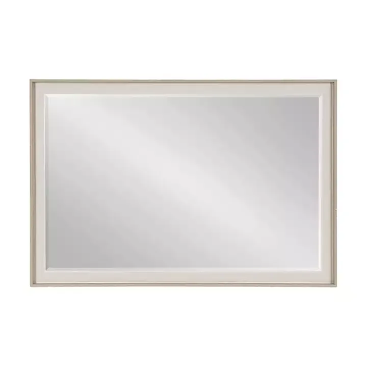 Neutral Linen Beveled Wall Mirror