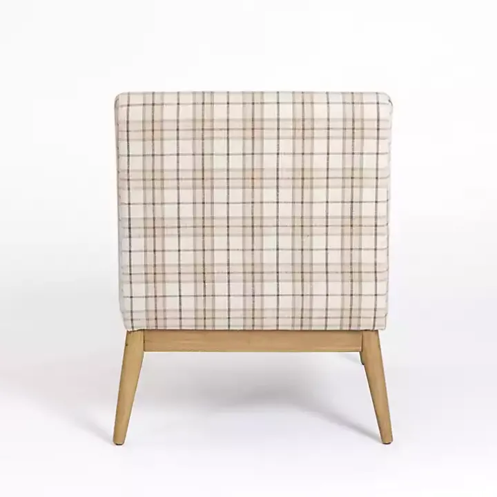 Neutral Plaid Slipper Accent Chair