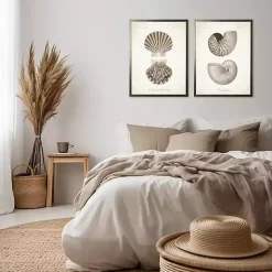 Neutral Seashells Framed Art Prints, Set of 2