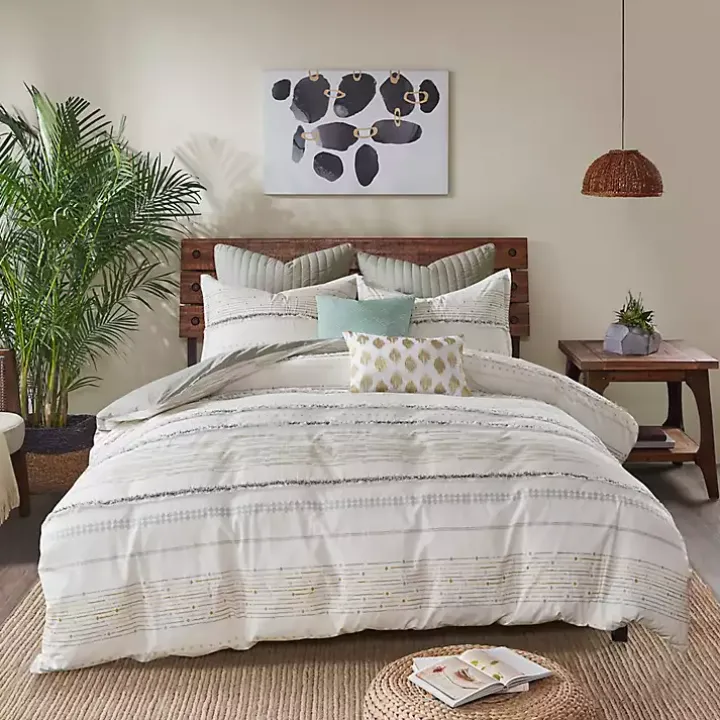 Neutral Stripe Full/Queen 3-pc. Comforter Set