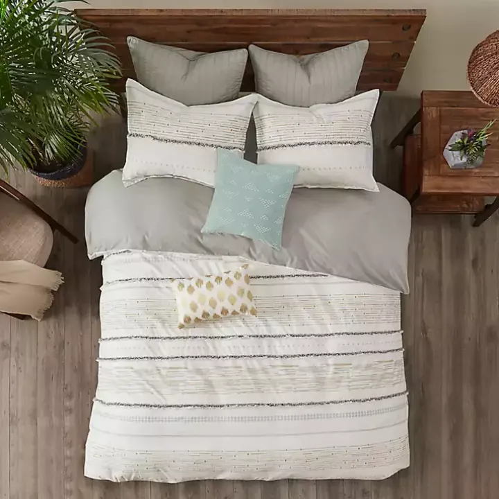 Neutral Stripe King 3-pc. Comforter Set