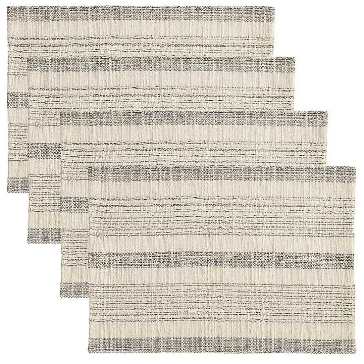 Neutral Striped Woven Placemats, Set of 4