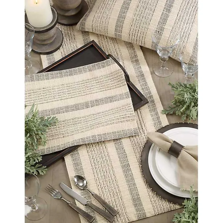 Neutral Striped Woven Placemats, Set of 4