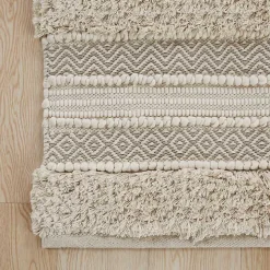 Neutral Tufted Stripes Woven Bath Mat