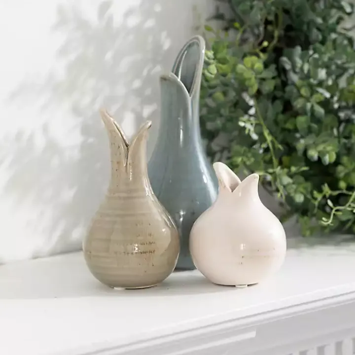 Neutral Tulip Bulb Vases, Set of 3