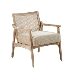Neutral Wheat Mid-Century Modern Accent Chair