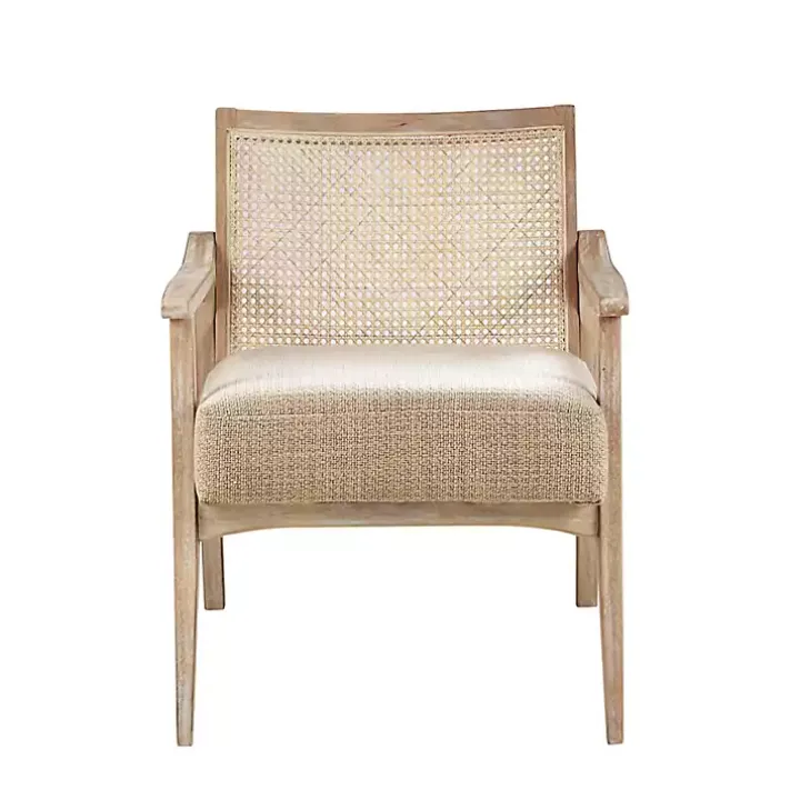 Neutral Wheat Mid-Century Modern Accent Chair