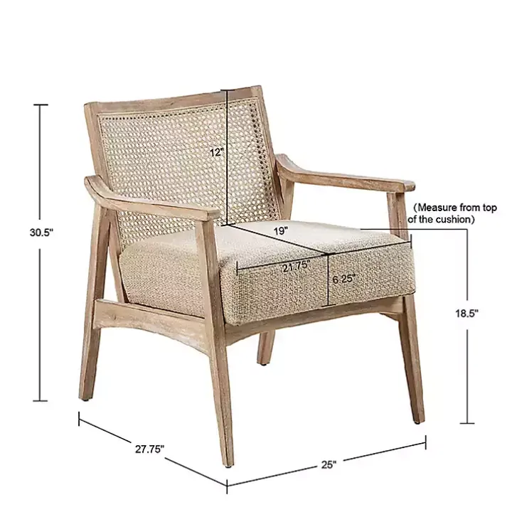 Neutral Wheat Mid-Century Modern Accent Chair