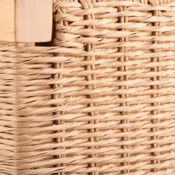 Newport Natural Wood and Rattan Bench