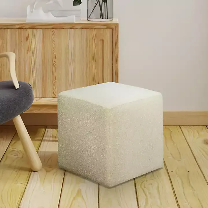 Newton Ivory Boucle Square Ottoman