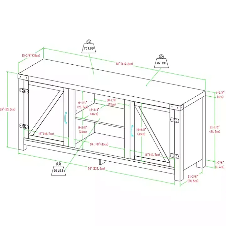 Oak Farmhouse Double Door TV Stand