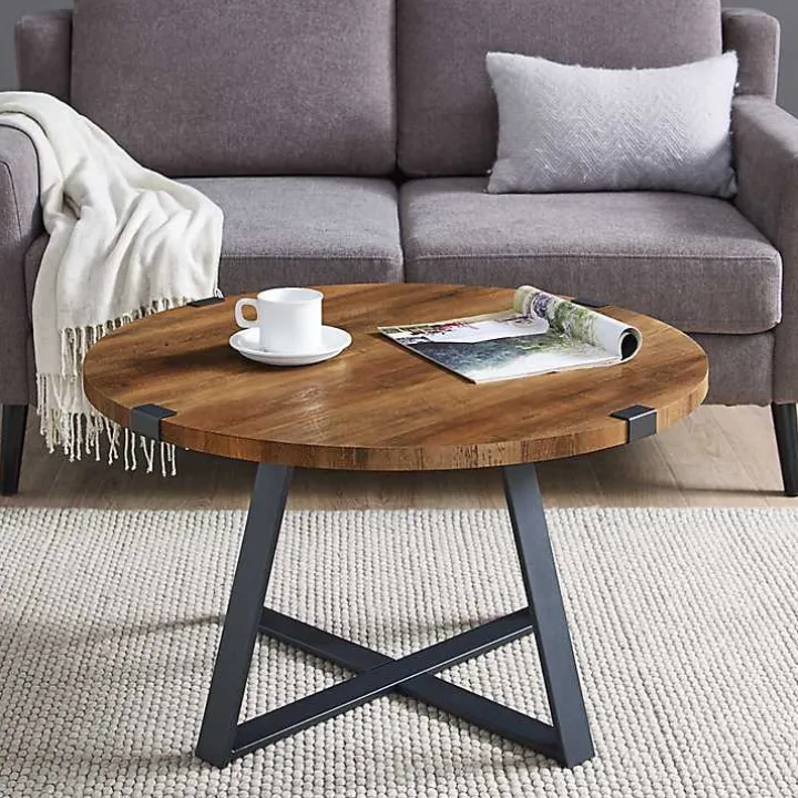 Oak Urban Rustic Round Coffee Table