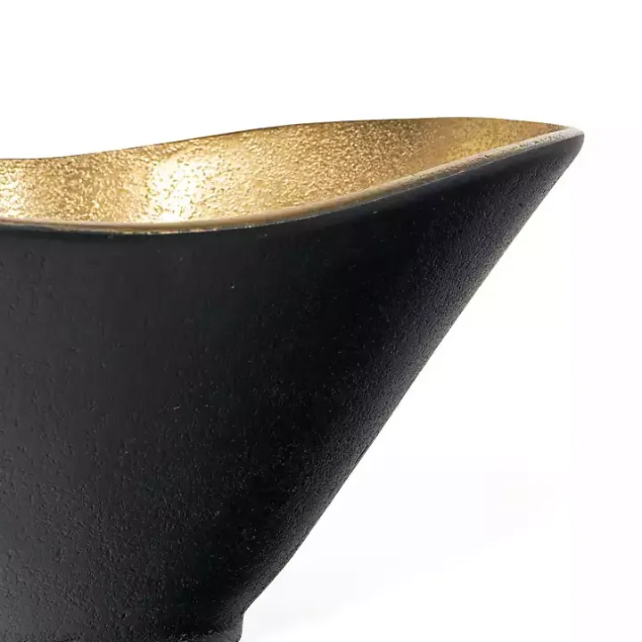 Oblong Black and Gold Bowl, 11 in