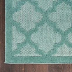 Ocean Aqua Trellis Outdoor Area Rug, 4x6
