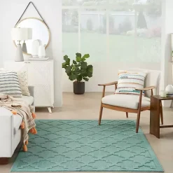 Ocean Aqua Trellis Outdoor Area Rug, 4x6