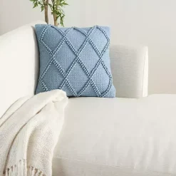 Ocean Blue Diamond Lattice Throw Pillow