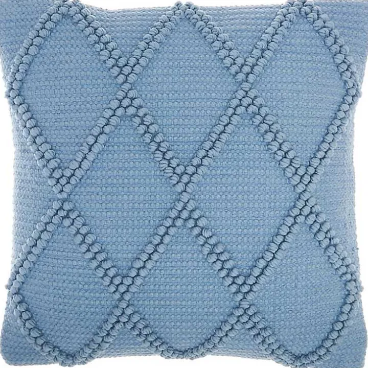 Ocean Blue Diamond Lattice Throw Pillow