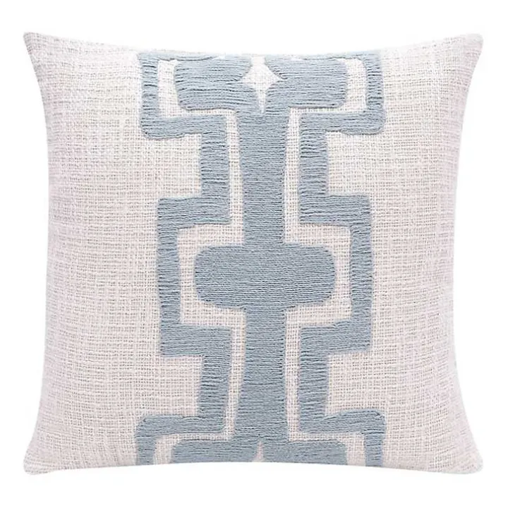 Ocean Blue Geometric Stripe Pillow