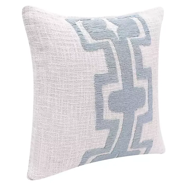 Ocean Blue Geometric Stripe Pillow