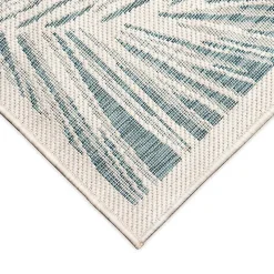 Ocean Blue Palm Leaves Outdoor Area Rug, 6x9