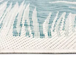 Ocean Blue Palm Leaves Outdoor Area Rug, 6x9