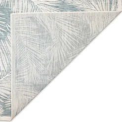 Ocean Blue Palm Leaves Outdoor Area Rug, 7x9
