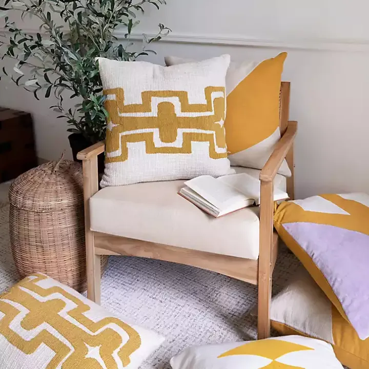 Ochre Geometric Stripe Pillow