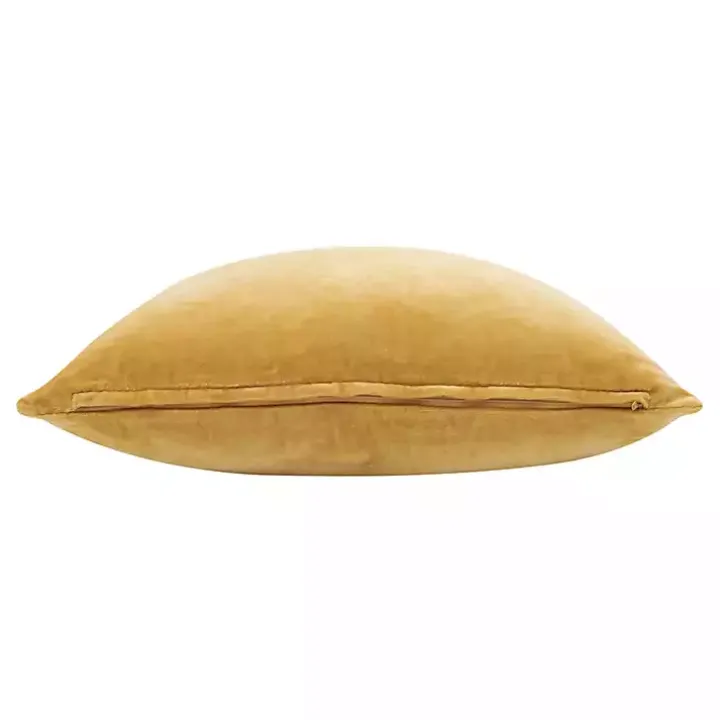 Ochre Velvet Handmade Throw Pillow
